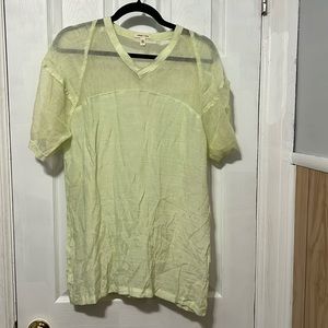 Silence + Noise Sheer fishnet side split tee shirt Small